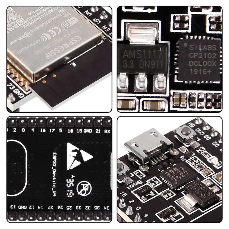 ESP32 DevKitC Core Board ESP32-WROOM-32U WiFi Bluetooth Development Board for Arduino IDE (5pcs WROOM-32D) 5pcs WROOM-32D