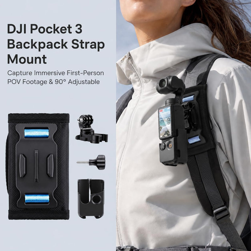11-in-1 Accessories Kit Compatible with DJI Osmo Pocket 3/Xtra Muse Camera | with Portable Carrying Case, Magnetic Mount Stand, Fill Light, Mini Tripod, Backpack Strap Mount and Screen Protector
