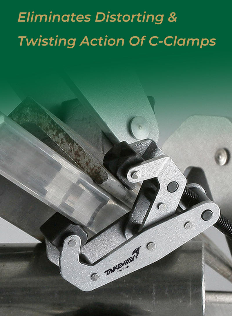 Clamp with T-Handle, Deep Throat Welding and Fabricating, Multi-Purpose Lever Clamp, Cantilever Arm Clamps For Secure Hold, 2" Opening Capacity, 2 Pack 2"