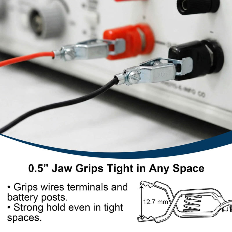 10A Heavy Duty Alligator Clips (10 Pack), BU-55 Small Metal Test Clamps with Strong Spring Grip and Screw Terminal, For Automotive and Electrical Testing, 12.7 mm Jaw
