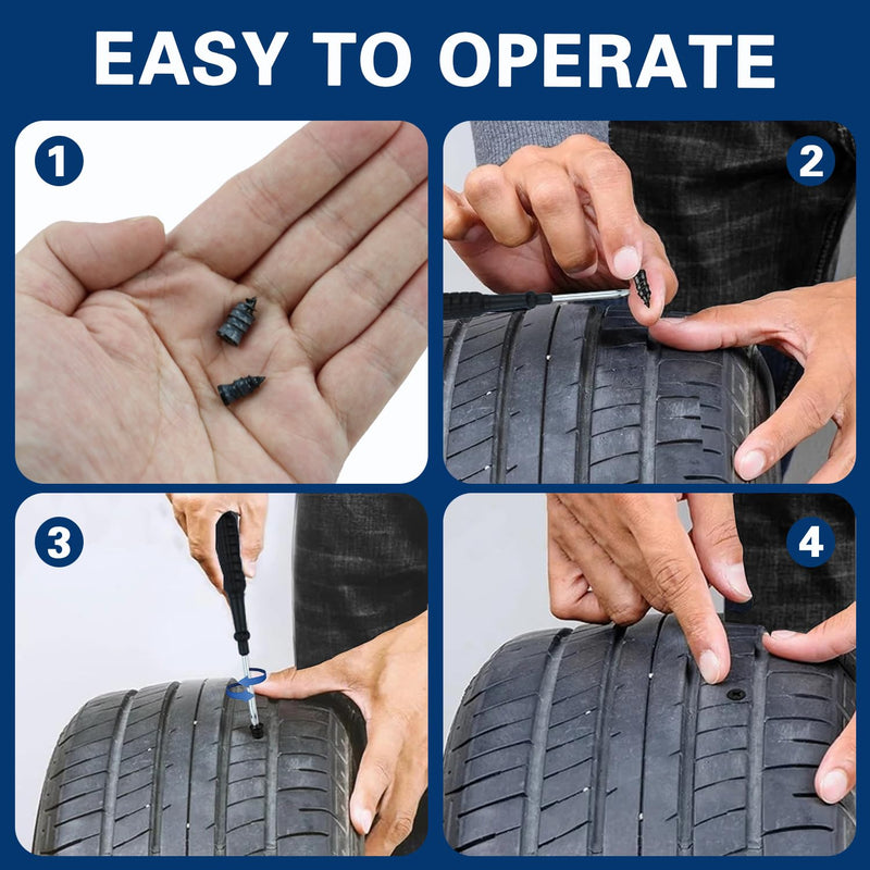 70 Pcs Tire Repair Rubber Nail, Tire Repair Nail Tire Repair Rubber Screws Fast Tool Self-Service Tire Repair Nail Vacuum Suitable for Car Motorcycle Jeep Tire Puncture Repair