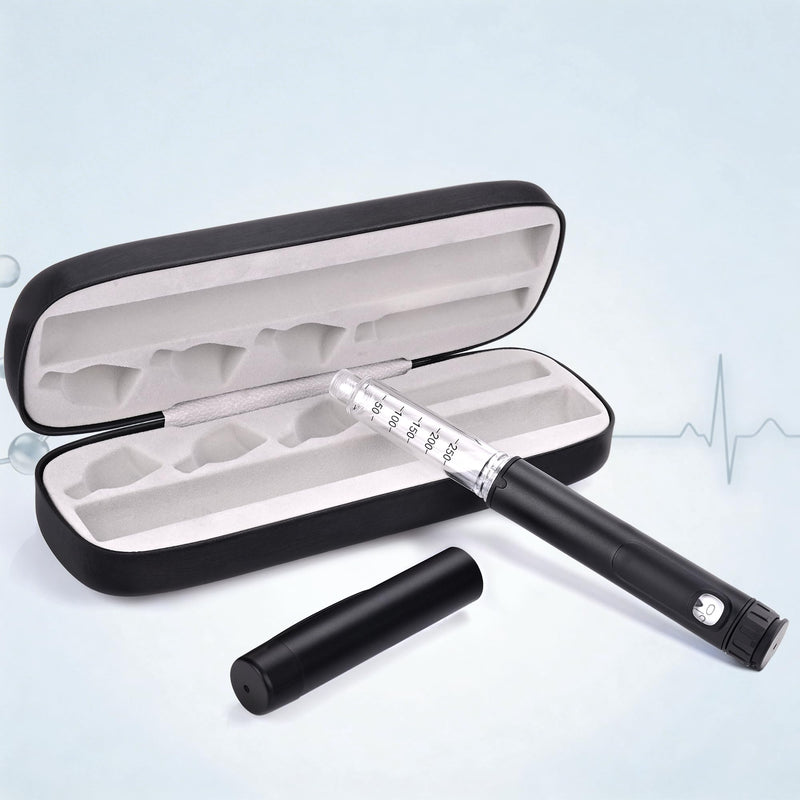80 Unit Peptide Pen, Reusable Peptide Pen Injector for 3ml Cartridges, with Protect Travel Case, Clear Scale Design, Universal Compatibility (Black)
