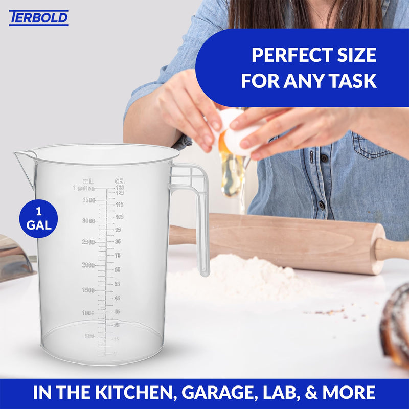 1 Gallon Measuring Pitcher 3-Pack | 3.785 Liter Shatterproof Plastic Large Graduated Mixing Pitchers, 1 Gallon (128 Fl Oz) 1 Gallon (Pack of 3)