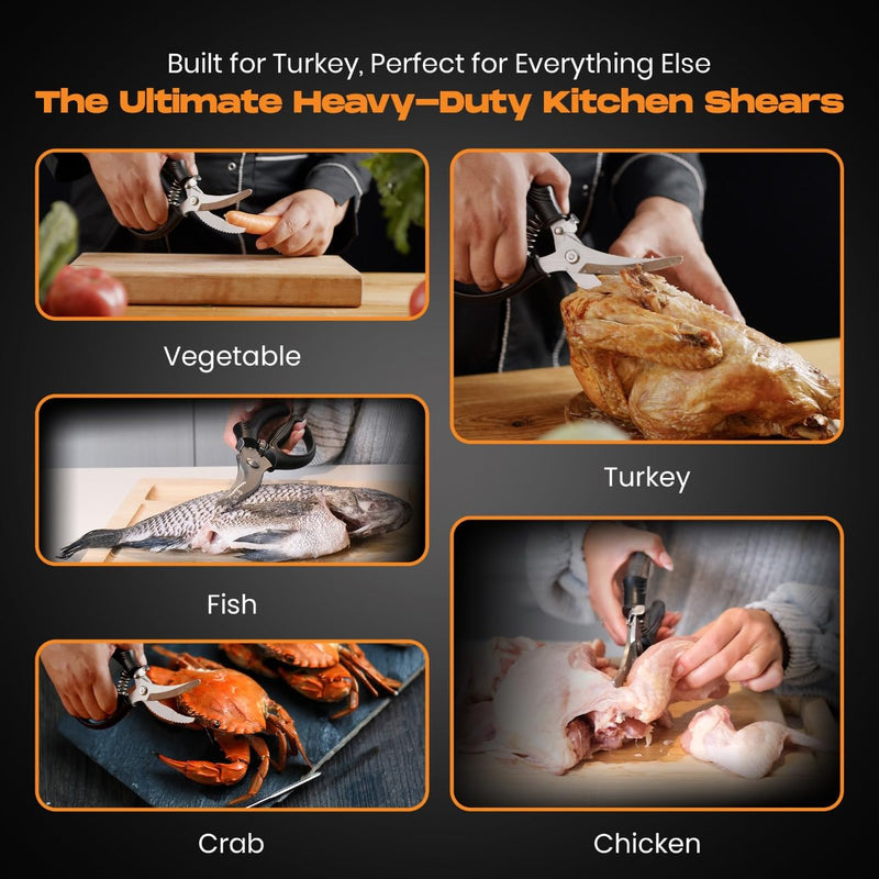 Poultry Shears, Kitchen Scissors for Food With Safety Lock, Kitchen Shears for Food, Meat Scissors, Bone Cutter, Chicken Cutter