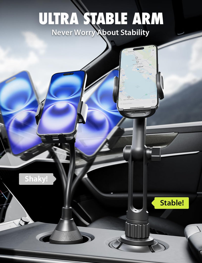 Bracketron TripGrip Cup Holder Phone Mount for Trucks, 360° Expandable Base | TripGrip cup holder phone holder with one-click release, expandable base securely holds smartphones & GPS devices up to 4.2"