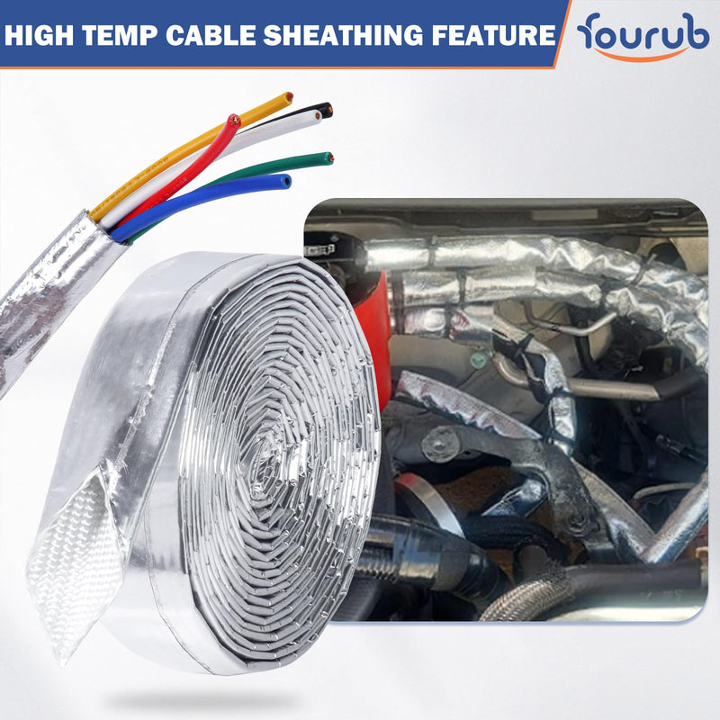 Automotive Heat Shield Sleeve Aluminized Wire Sheathing Roll - Heat Resistant(485 Fahrenheit), Vapor Lock and Insulation Fuel Line HeatShields (1-1/2''-9ft) 1-1/2''-9ft