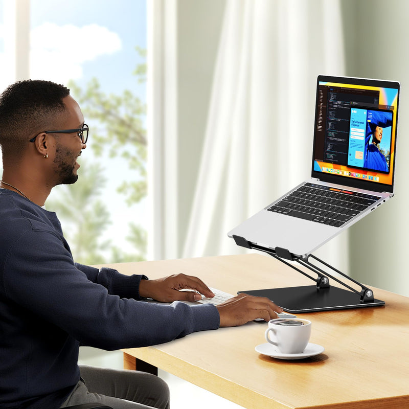 BESIGN LS10 Aluminum Laptop Stand, Ergonomic Adjustable Notebook Tablet Stand, Computer Holder Compatible with Air, Pro, Dell, HP, Lenovo More 10-14" Laptops, Black A-Black