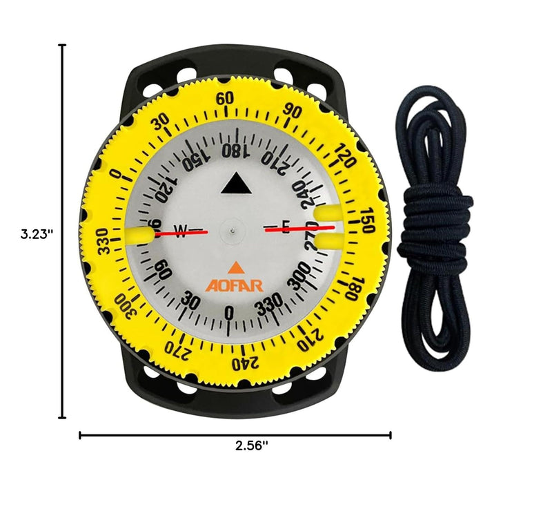 AOFAR Dive Compass AF-Q60B Waterproof, Durable, Compact. Drawstring Style Compass for Sailing, Diving, Drawstring Style