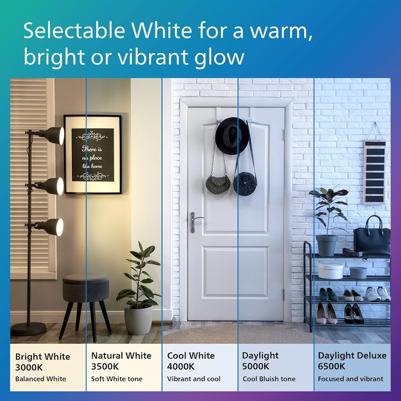 PHILIPS LED 60W A19 12-Pack Selectable White Multi-CCT 800 Lumen (8W = 60W) Dimmable Frosted Flicker-Free Light Bulbs