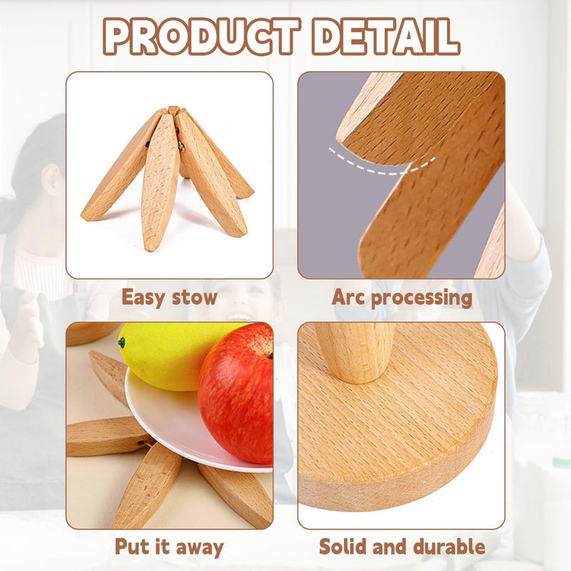 Wooden Cup Coaster Set，Tree Shape Trivet Set,Tree Coasters- 4 Wooden Trivets + 1 Stand stored for hot Dish/Pot/Bowl/teapot/hot Pot Set Brown