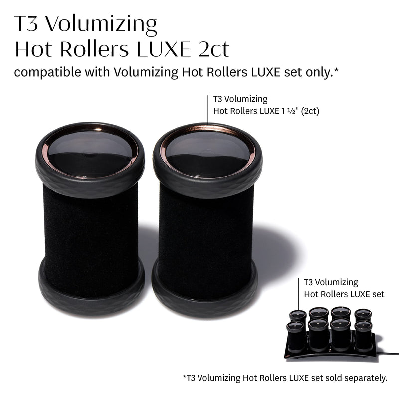 T3 Volumizing Hot Rollers LUXE (2 ct.) for Long Lasting Volume, Body & Shine | Compatible with T3 Volumizing Hot Rollers LUXE Set only 38 mm