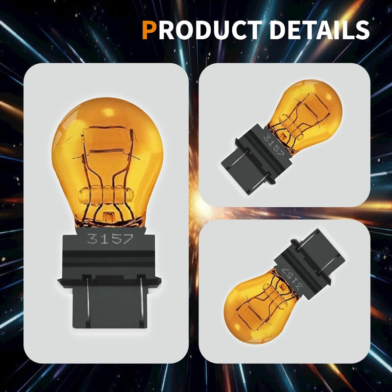 3157A(amber) Bulbs 20 Pack,12V 3047 3057 3157LL 3157K 3457 3757 4057 4157 Miniature Bulb Mini Bulb,Brake Light Turn Signal Side Marker Tail Light Bulb Replacement