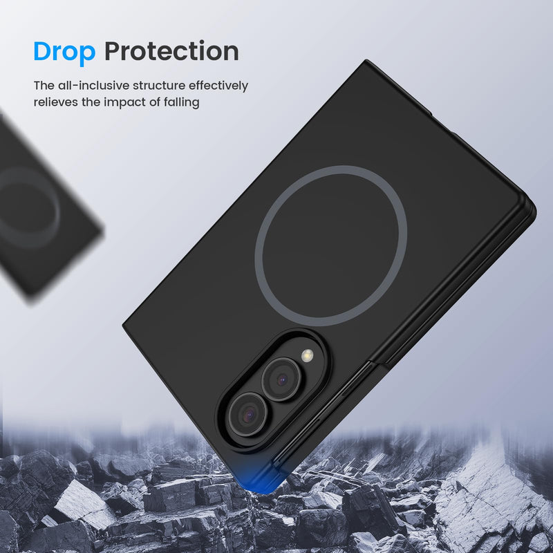 Ruky Magnetic Case for Z Fold 8 Case with Screen Protector, Black | [Not for Z Fold 8 Ultra] Compatible with MagSafe, Anti-Slip Full Body Protective Case for Samsung Galaxy Z Fold 8, Black A-Black