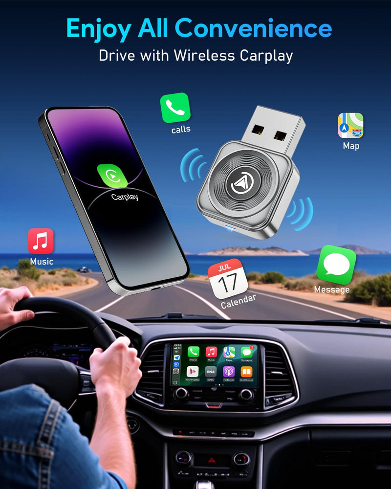 Wireless CarPlay Adapter—Ultra Mini(60% Reduced Size),2026 2-in-1 Android Auto Adapter, 3X Automatic Connection Navigation, Plug and Play, Compatible with iOS 10+, Android 11+