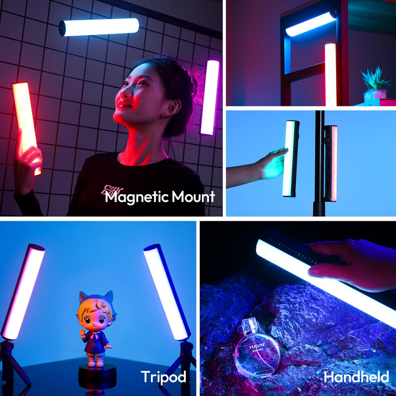 ULANZI B15RGB Magnetic RGB Light Wand - Handheld LED Video Light Stick with Diffuser, 3300mAh 1800-9000K 20 Effect Dimmable Camera Tube Light for Video Recording Studio Photography TikTok YouTube Vlog 1 pcs-Medium