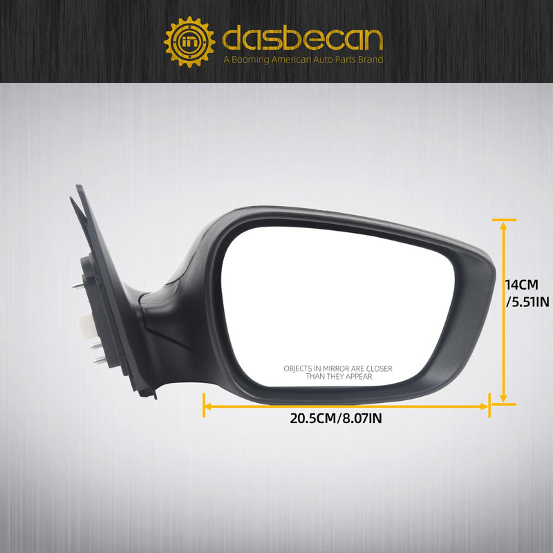  [AUSTRALIA] - Dasbecan Passenger Side Mirror Compatible With 2011 2012 2013 Hyundai Elantra Right Rear view Mirror Black With Manual Folding,Heated,Power Glass Replace# HY1321179 87620-3Y100 (5Pin) R-5pins
