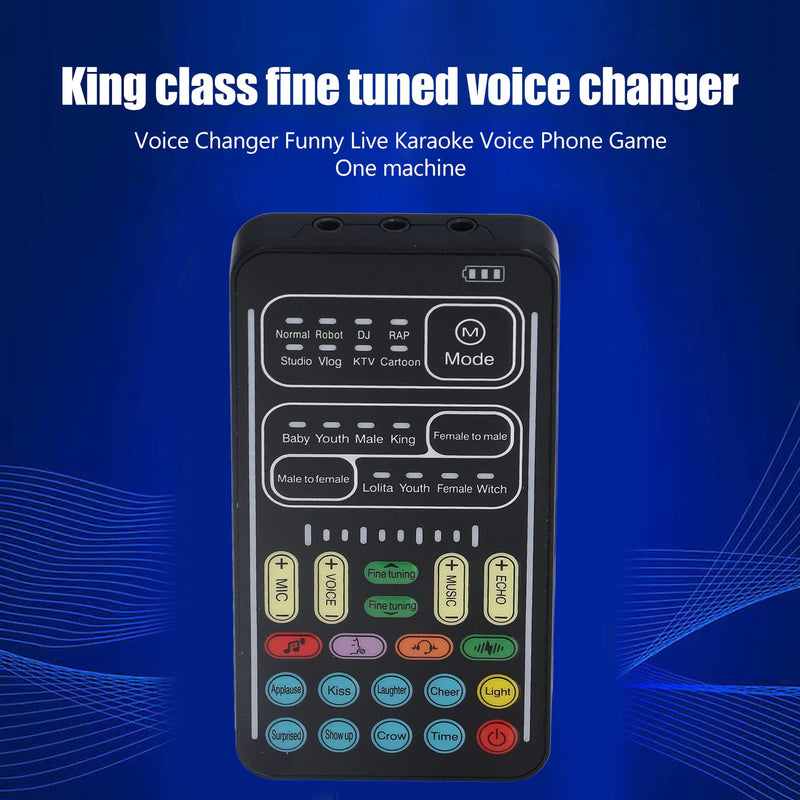 Ejoyous Live Sound Card Voice Changer, Portable I9 Live Sound Card Set Mini Gaming Voice Plug and Play for Game Anchor Recording Mobile Phone Computer, for Live Streaming 8 Different English Version