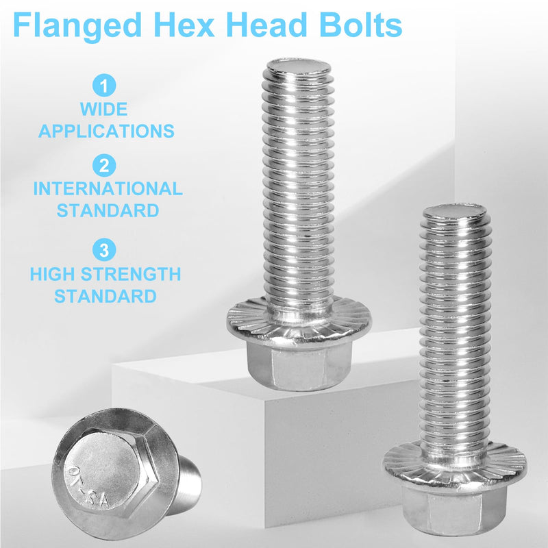 Flange Hex Head Bolts, Flange Nuts, 304 Stainless Steel, Exhaust Manifold Hardware Kit (Bolts&Nuts) M10 x 1.5-35mm (8-Pack)