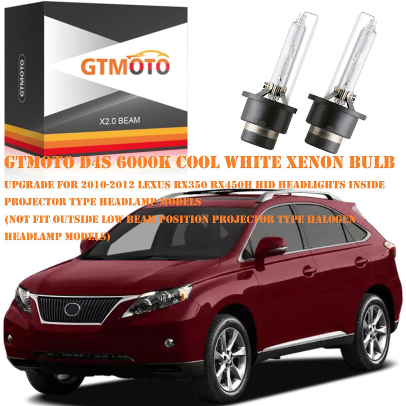 for 2010 2011 2012 2013 2014 2015 Lexus RX350 RX450H Headlights HID Low Beam with D4S Xenon Bulb Only, IS ES GS RX 350 35W AFS Headlamp 9098120024, 6000K Bright White D4SC1 Dipped Light, 2-Pack