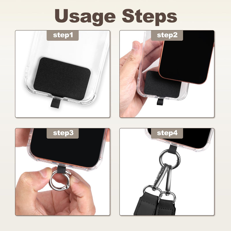 Clip and Go Strap for Phone with Wallet Crossbody, Adjustable & Detachable Phone Lanyard with RFID Wristlet Wallet, ID Window, Zipper, Universal Phone Strap for All Phones, Black (M) Medium