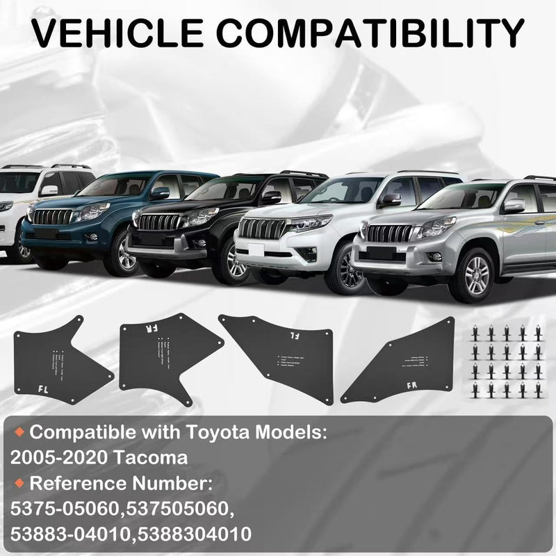 Toyota Tacoma Fender Liners, Splash Shields, Splash Guards & Wheel Well Liners- Essential Wheel Well Liners - Top Toyota Tacoma Accessories for Tacoma 2005-2020 (2 nd) TACOMA 2