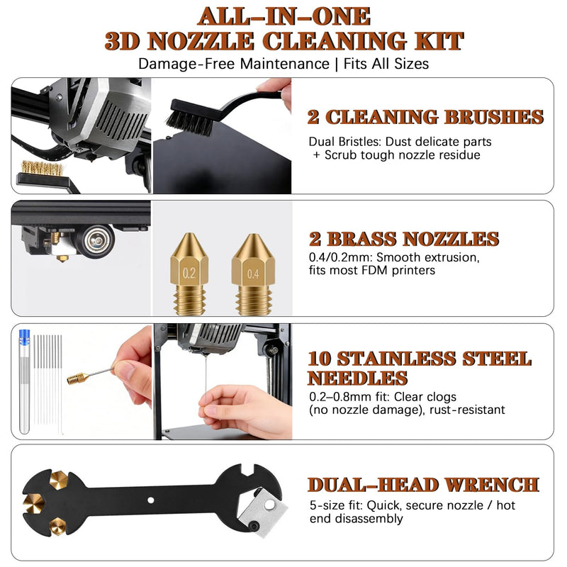 66Pcs 3D Printer Tools Kit with Storage Case, All-in-One Accessories for FDM/SLA Printers - Deburring Tool, Scrapers, Metal Files, Brushes, Hand Drill, Tweezers & More, for Bambu Lab, Ender 3, Kobra