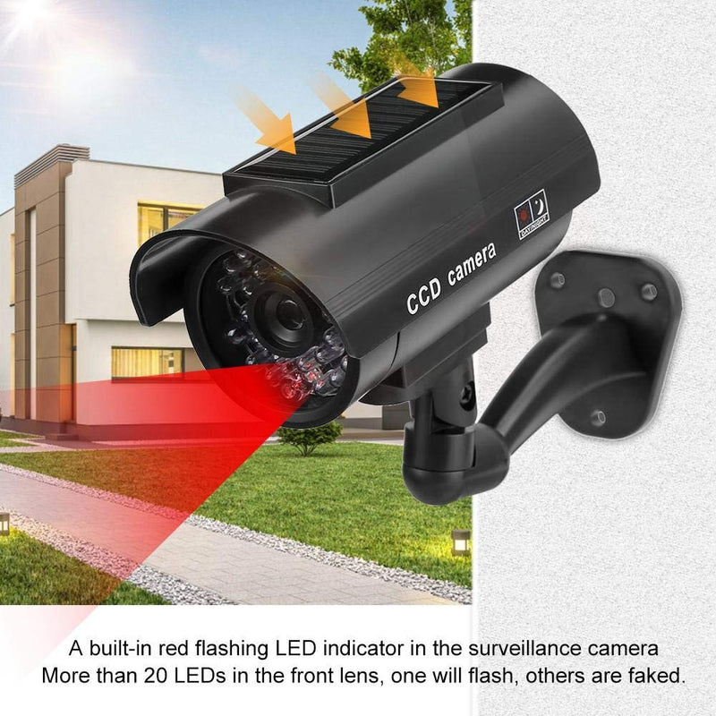 Dioche Solar Power Dummy Fake Security Camera, Outdoor Shape Anti-Theft Surveillance Camera with Flashing LED Light