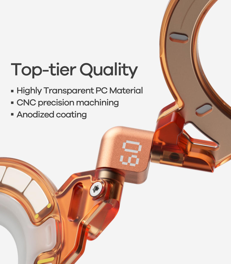 Aulumu G09 Ghost Infinite 360° Magnetic Ring Grip | MagSafe Compatible | Frosted Transparent PC | Stable Dual-Sided Magnetic Attachment | Includes Handle Ring Phone Holder - Ghost Transparent