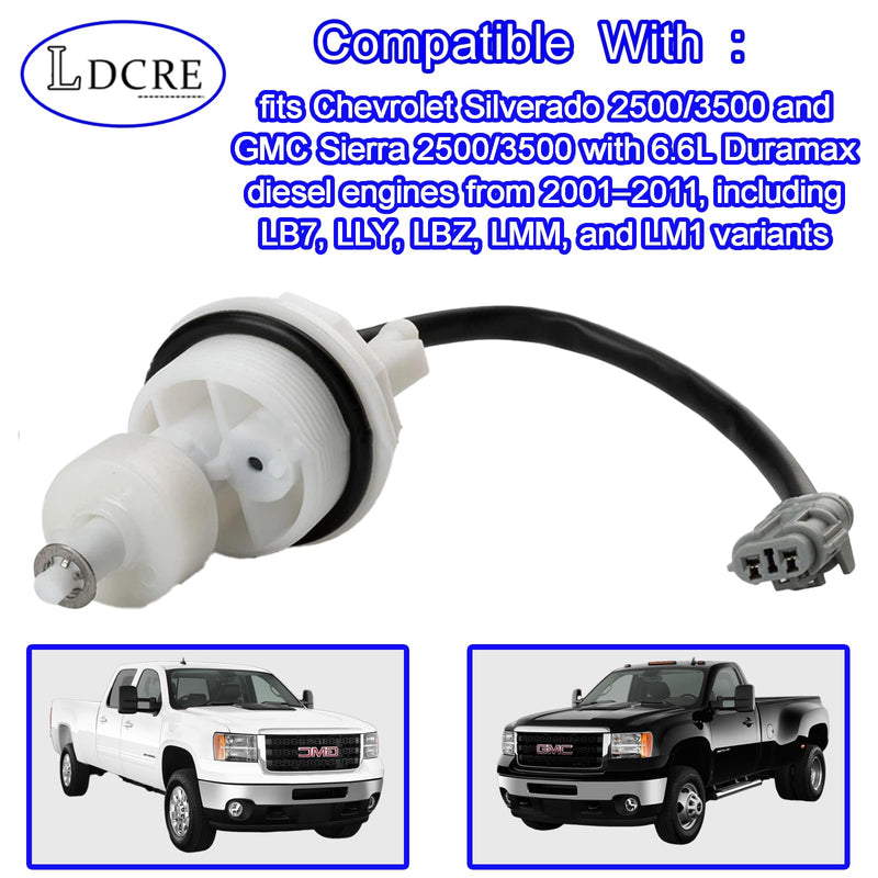 Diesel Water in Fuel WiF Sensor Compatible with Chevy Silverado 2500 3500 GMC Sierra 2500 3500 2001-2011 GM 6.6L Duramax LB7 LLY LBZ LMM LM1,Water in Fuel Indicator Sensor Replace#12639277 12639450