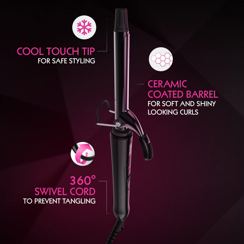 Wahl Curling Tong, Hair Styling Tool, Curling Wand, Ceramic Curlers for Shiny Curls, Corded Hair Curling Wand, Swivel Cord, Quick Heat, Cool Touch Tip, Barrel Clamp, 32mm, Black