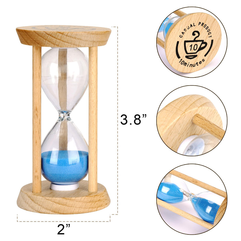 PROLOSO 6PCS Wood Frame Sand Timer Set 30sec/1/2/3/5/10mins Multicolor Hourglass Sandglass Clock Watch