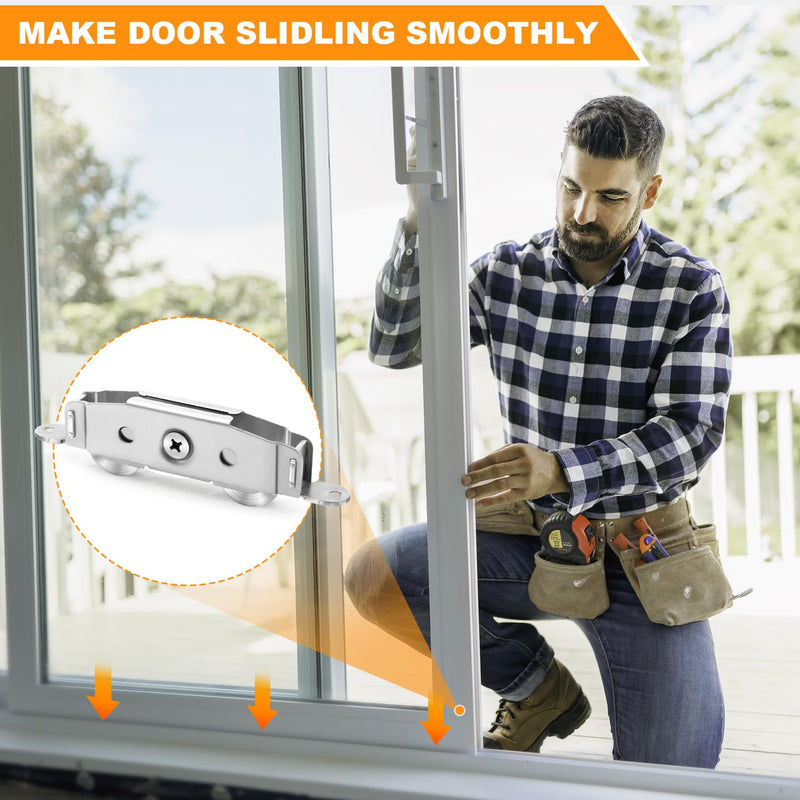 2 Pcs Sliding Patio Door Roller 304 Stainless Adjustable Sliding Door Wheel | Adjustable 304 stainless steel sliding door rollers, 300 lbs heavy load, replacement hardware for patio glass sliding doors