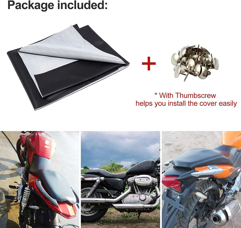 MOTOBA Elastic Leather Motorcycle Seat Cover, Universal Motorcycle Flexible Seat Protector DIY with Thumbscrew 100 x 70 cm/39.37 x 27.56 inch