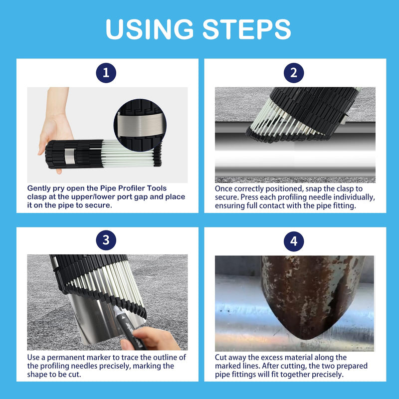 Multi Surface Pipe Profiling Tool, Pipe Cutting Template Multi Functional Shape Duplicator, Lightweight and Wear-Resistant Fiberglass Material for Tiles Floors DIY Pro Plumbing 0-3" Pipes