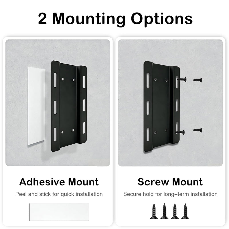 Under-Desk Laptop Charger Holder, Metal Power Brick Mount, 1 Pack | Adhesive or Screw Installation with Adjustable Strap for Chargers and Cables Medium