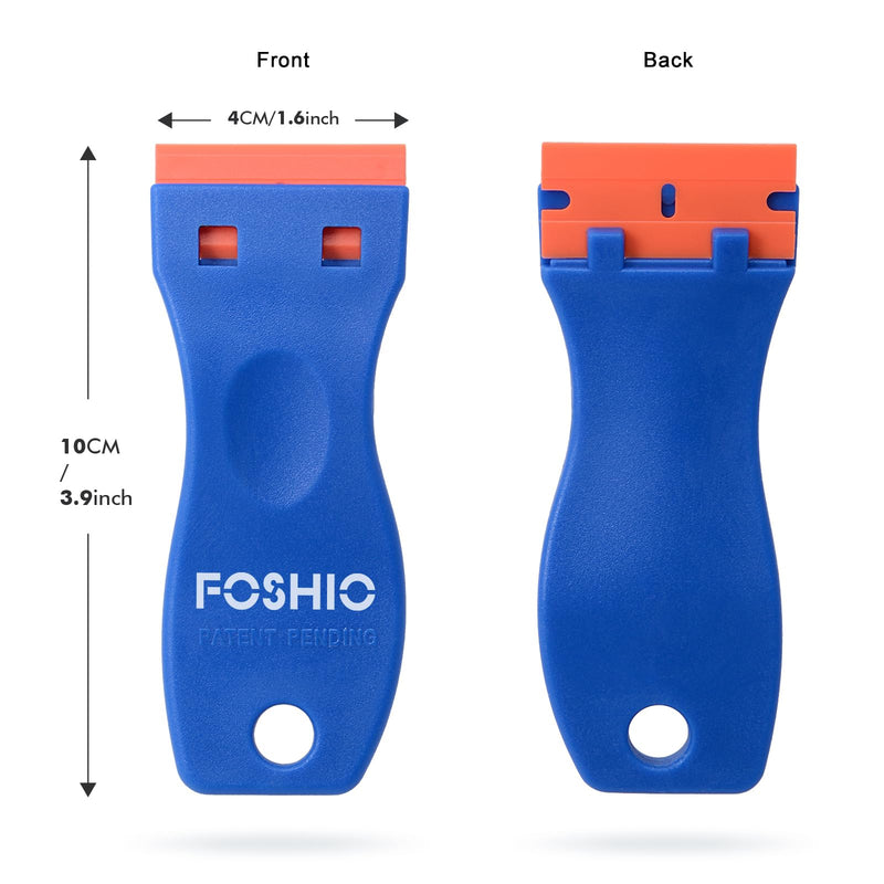 FOSHIO 20PCS Blue Plastic Razor Blade Scraper Tool for Gasket Remover, Sticker Remover, Labels Decal and Adhesive Remover for Windows and Glass With Blue Scraper (20 Pack)
