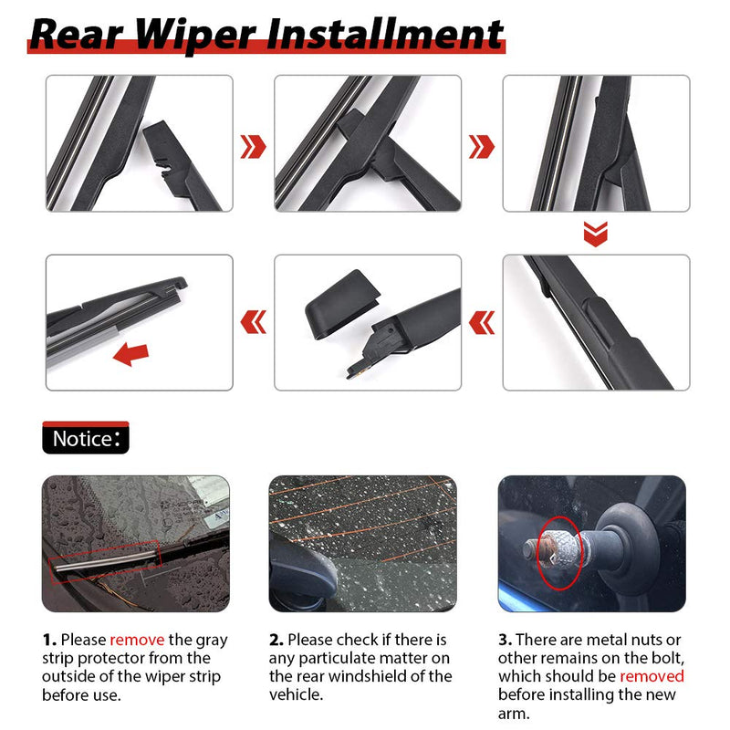 OTUAYAUTO Rear Windshield Back Wiper Arm Blade Set - Replacement for 2008-2015 Dodge Grand Caravan 2008-2009 Chrysler Town & Country Rear Wiper Arm and Blade Replacement for Dodge Grand Caravan 2008-2015