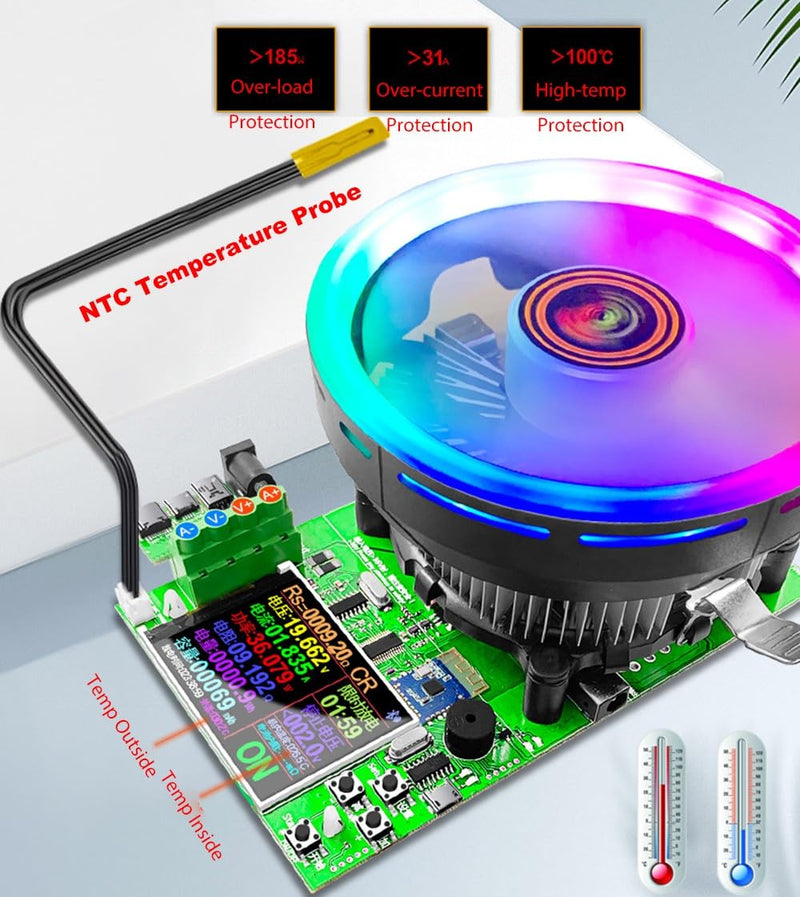 Eyes.sys Electronic Load Tester, USB Load Tester, 180W 200V 20A Battery Capacity Tester Constant Current & Constant Voltage, 4 Modes, Intelligent Discharge Resistance Power Tester