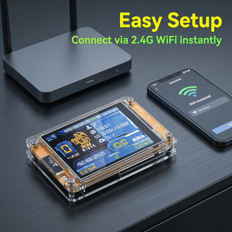 NM Miner Upgrade 1001KH/s Bitcoins Solo Miner with 2.8" Color Display, ESP32-WROOM-32 DIY BTC Lottery Miner for Home Use, High Hashrate Low Power Consumption