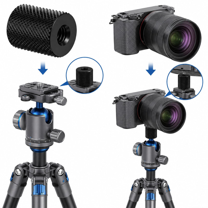 4Pcs 1/4" to 1/4" Threaded Tripod Screw Adapter- 1/4 Camera Screw Converter | 1/4"-20 UNC-2B 0.75" Length Dual-Female Tripod Nut Connectors for Magic Arms, Tripods