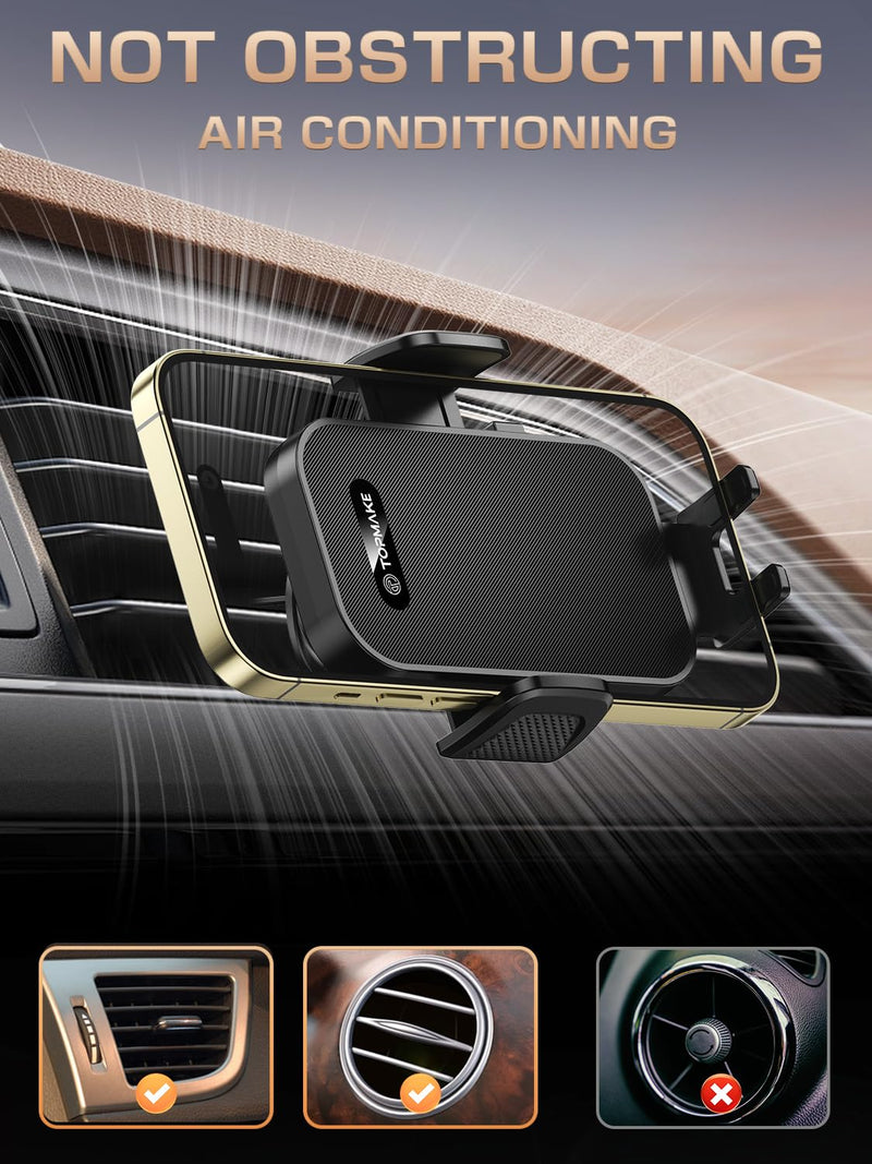 Topmake Car Phone Holder Mount,【2025 Upgrade】 3-in-1 Cell Phone Holder for Car, Dashboard Windshield, Suction Cup Hands-Free Car Phone Stand, Automobile Cradles Universal,Black Black