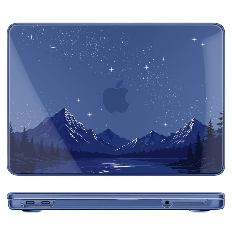 Batianda Case for MacBook Neo 13 Inch 2026 Model A3404, Starry Night Lake | 4-in-1 Laptop Accessories Bundle with Navy Nature Mountain Design, Ultra Slim Hard Shell for Travelers and Outdoor Lovers