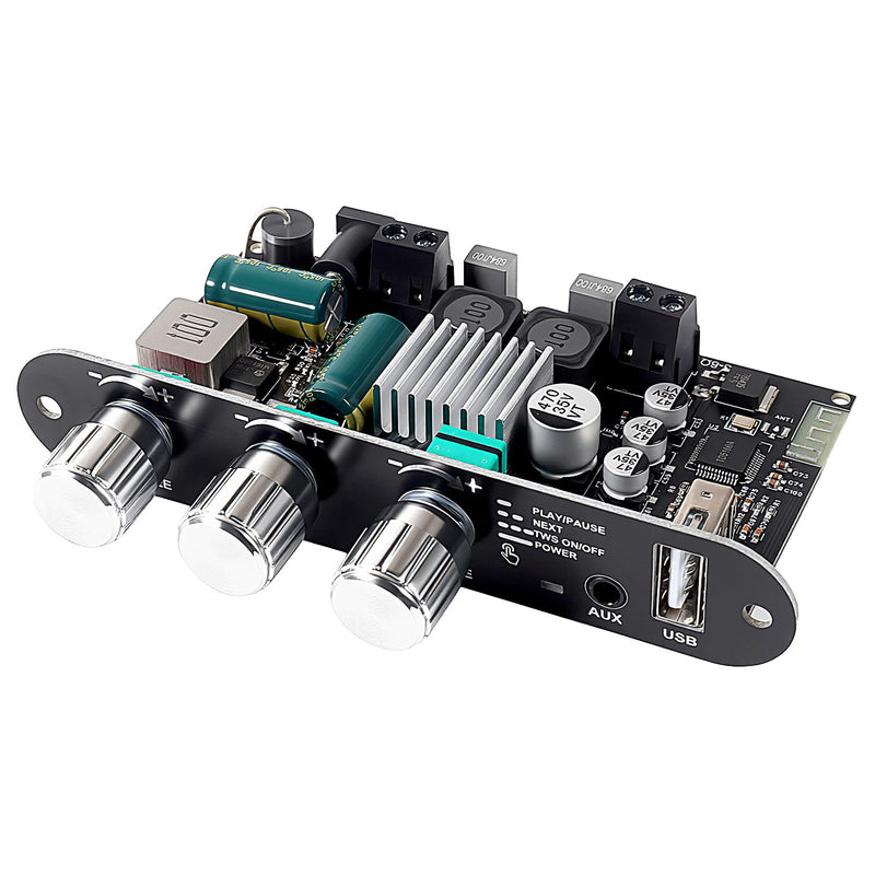ZK-1001U Mono Amplifier Board with TWS Boost Circuit Treble Bass, 100W Power Output Mini Audio Amp for Home Outdoor DIY Speakers 9-24V Input Supports USB/AUX/Bluetooth