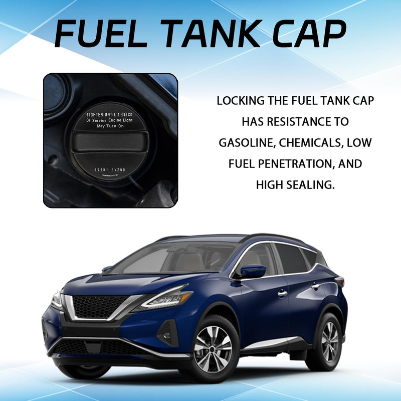 Gas Cap Replacement for Nissan Fuel Tank Cap Compatible with Nissan 2013-2018 Altima, 2012-2019 Frontier, 2015-2020 Murano, 2013-2019 Pathfinder, 2012-2019 Versa Infiniti, 17251-3JA0A Black
