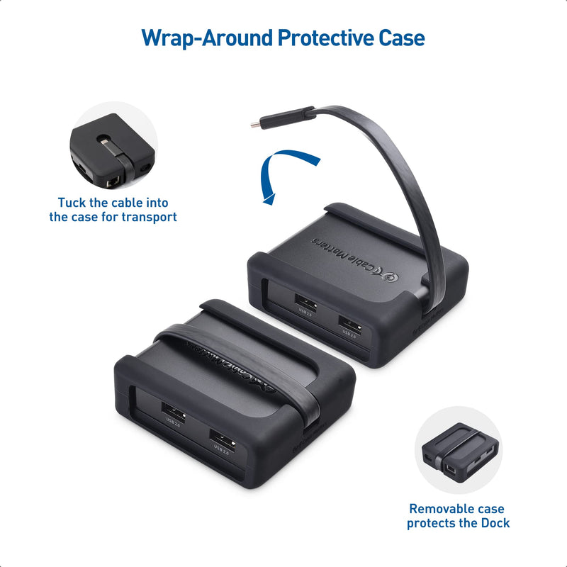 Cable Matters Dual Monitor USB C Hub (USBC Dock) with Dual 4K DisplayPort, 2X USB 2.0, Ethernet, and 60W Charging - Thunderbolt 4 / USB4 / Thunderbolt 3 Port Compatible for Windows and Linux.