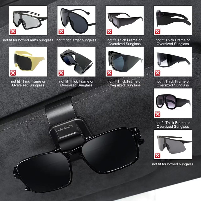 2 Pack 2 in 1 Sunglass Holder for Car Visor Clip Eyeglass Ticket Card Clip on Sunglasses Mount Interior Inside Car Sun Visor auto Trucks Van SUV Accessories Organizer(KAFANLIN Black 2 Pack) KAFANLIN black 2 pack