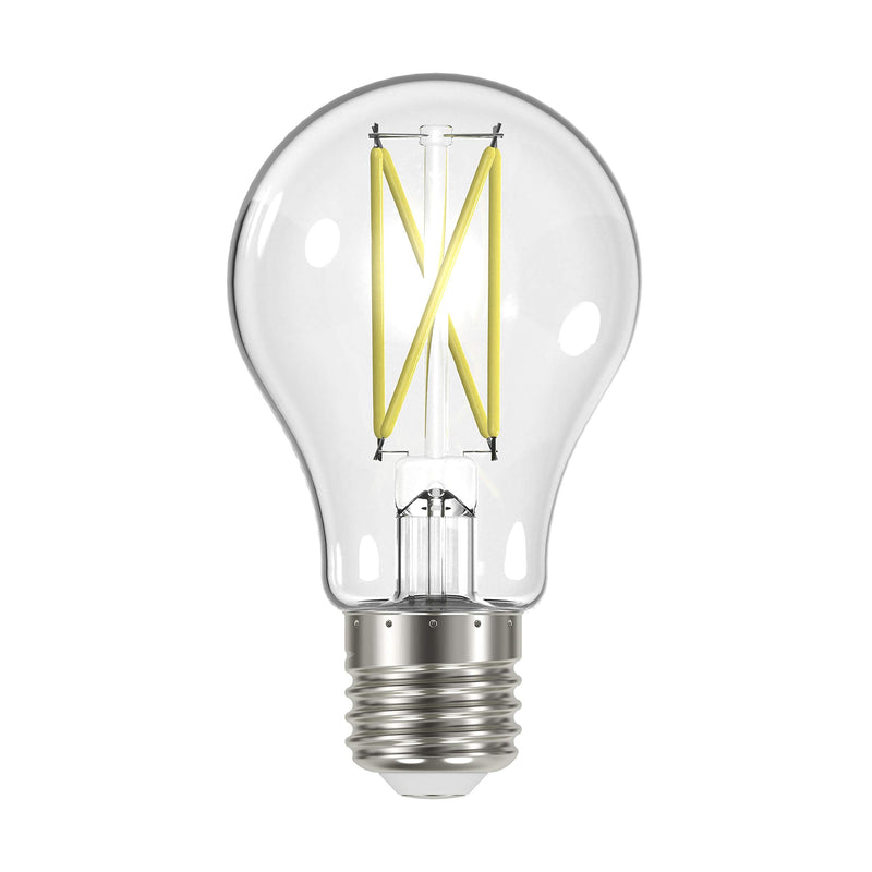 Satco Dimmable LED Filament Bulbs, S12416, 810 Lumens, 8 Watt, A19; E26 Medium Base; 3500K Neutral White; 90 CRI; 120V, Wet Location Rated, Residential, Hospitality, Commercial (6 Light Bulbs)