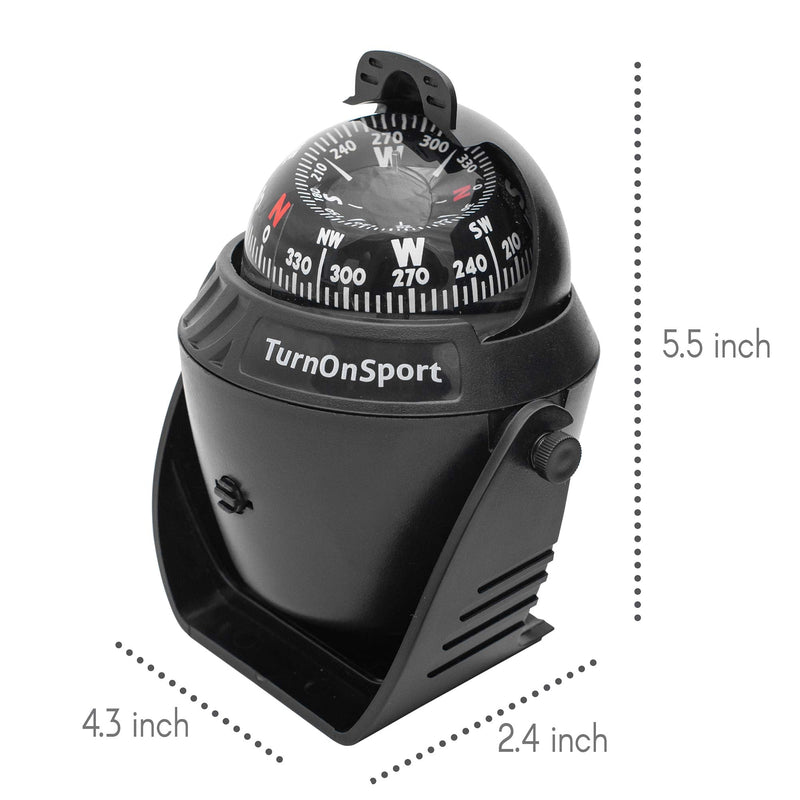 Boat Compass Dash Mount Flush - Boating Compass Dashboard Suction - Navigation Marine Compass Boats Surface Mount - Illuminated Dashboard Compass Ship - Electronic Sea Compass Black