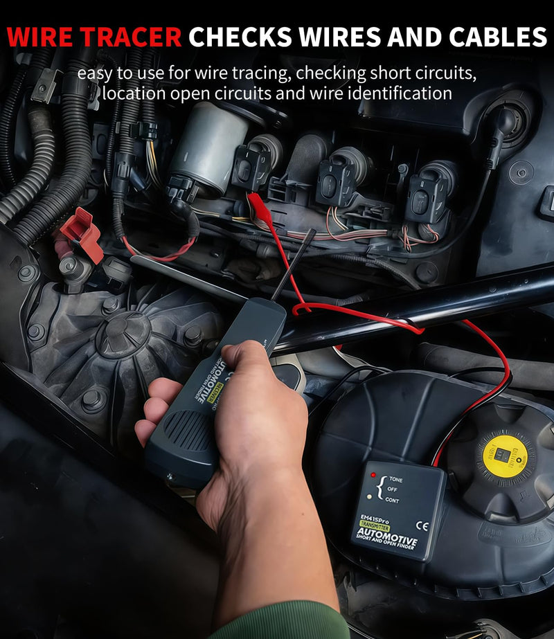EM415Pro Wire Tracer Electrical Automotive Open & Short Finder With Battery, 6-42V DC Circuit Tester Automotive Circuit Breaker Finder Fault Probe Wire Tracker Electrical for Car, Boat,Trailer