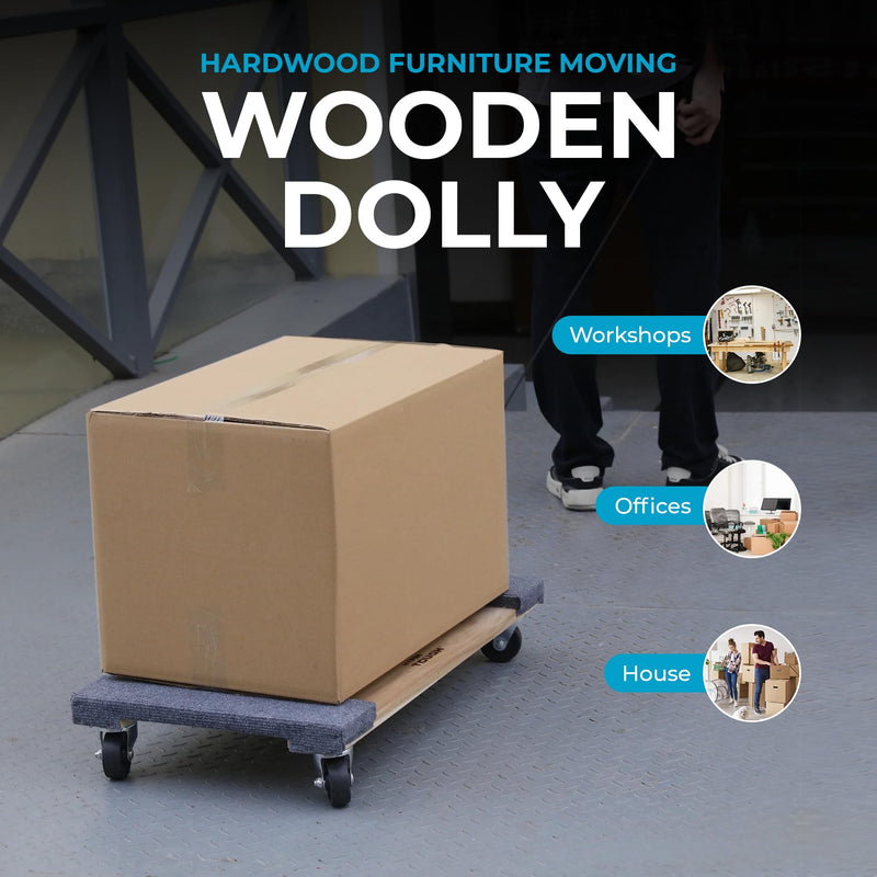 SIMPLI-MAGIC 79545 30 in. x 18 in. Hardwood Furniture Moving Dolly 1,320 lbs. Capacity – 4 Swivel Wheels Heavy-Duty Furniture Dollies, 2 Pack 1320 LBS